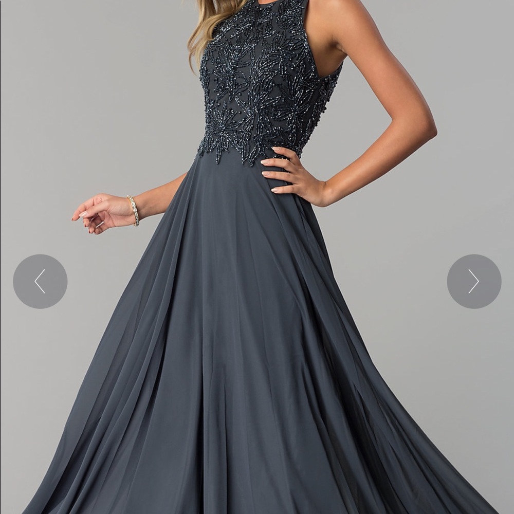 Prom dress with beaded flower bodice